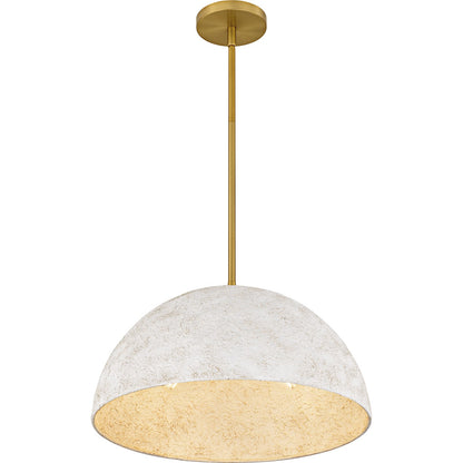 Quoizel Portia 18in 3-Light Pendant | Modern Brushed Gold and White Metal Shade | Kitchen Island & Dining Room | 18 x 18 x 10 in | Model QP6768BRG