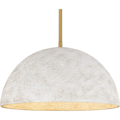 Quoizel Portia 18in 3-Light Pendant | Modern Brushed Gold and White Metal Shade | Kitchen Island & Dining Room | 18 x 18 x 10 in | Model QP6768BRG