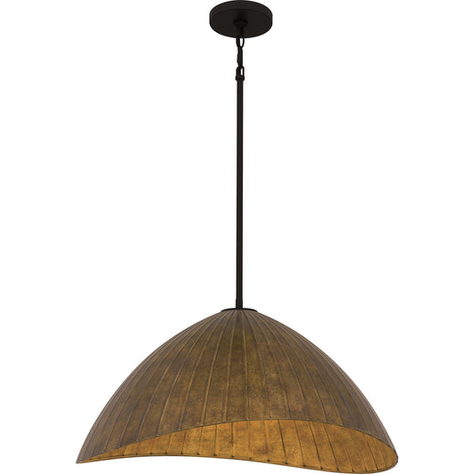 Quoizel Ariel 24in 4-Light Pendant | Industrial Matte Black and Gold Metal | Kitchen Island & Dining Room | 24 x 21.5 x 12.25 in | Model QP6788MBK
