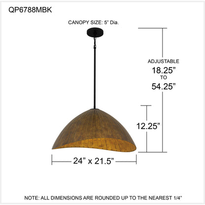 Quoizel Ariel 24in 4-Light Pendant | Industrial Matte Black and Gold Metal | Kitchen Island & Dining Room | 24 x 21.5 x 12.25 in | Model QP6788MBK