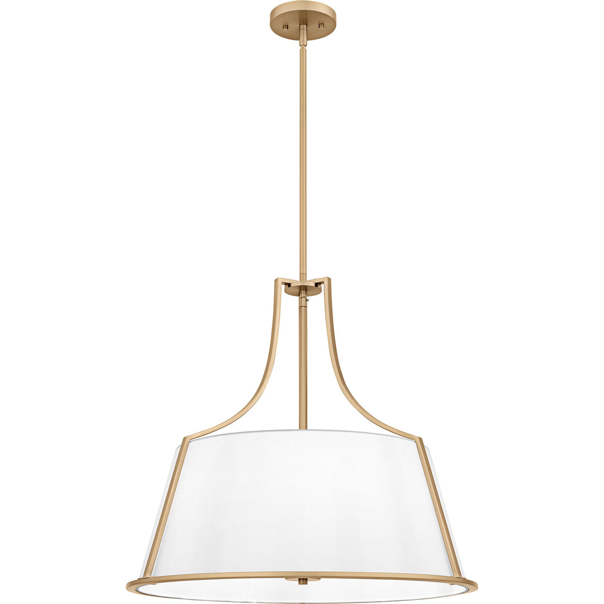 Quoizel Harte 24in 5-Light Pendant | Traditional Bronze Gold and White Fabric Drum | Dining Room & Foyer | 24 x 24 x 22.75 in | Model QP6802BGD