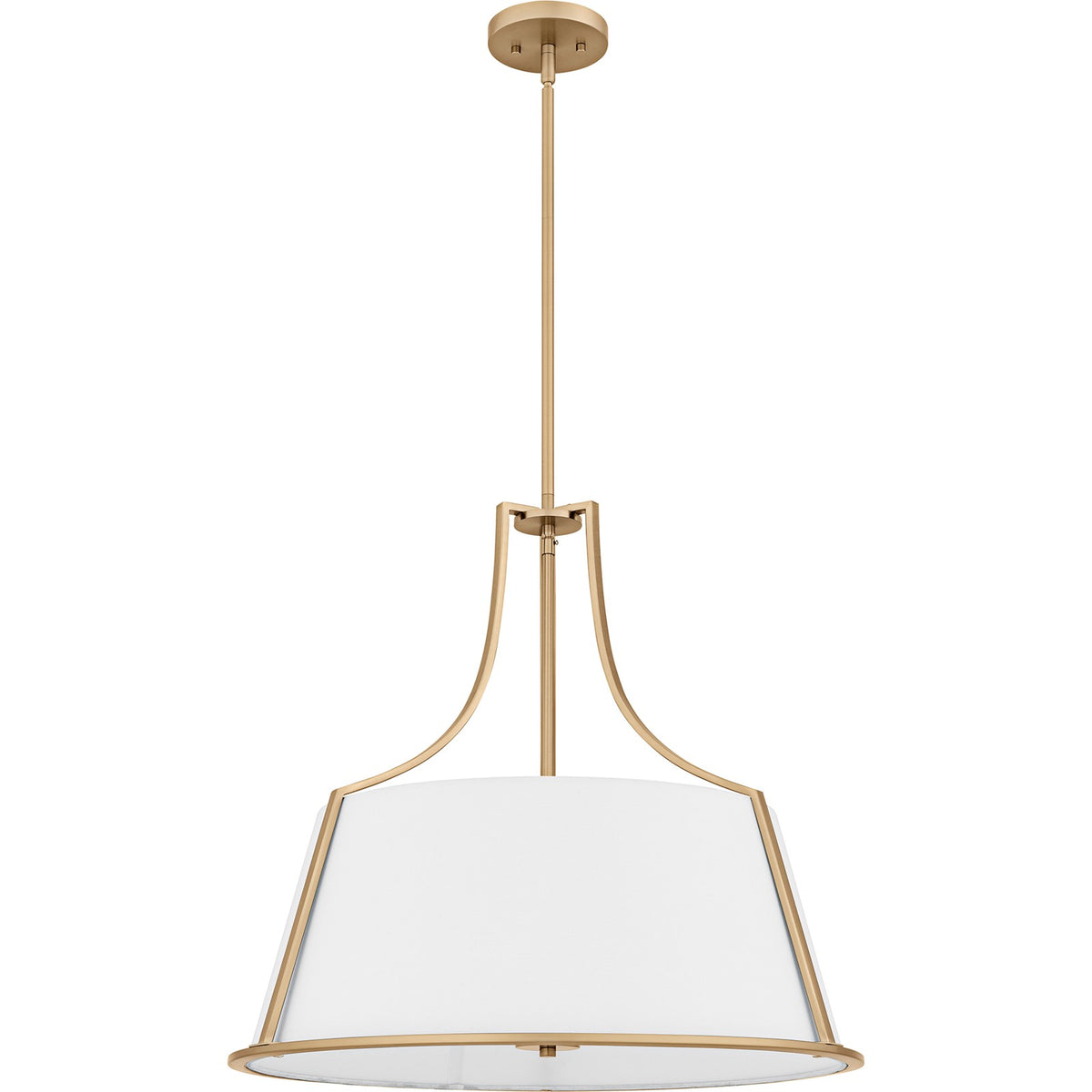 Quoizel Harte 24in 5-Light Pendant | Traditional Bronze Gold and White Fabric Drum | Dining Room & Foyer | 24 x 24 x 22.75 in | Model QP6802BGD