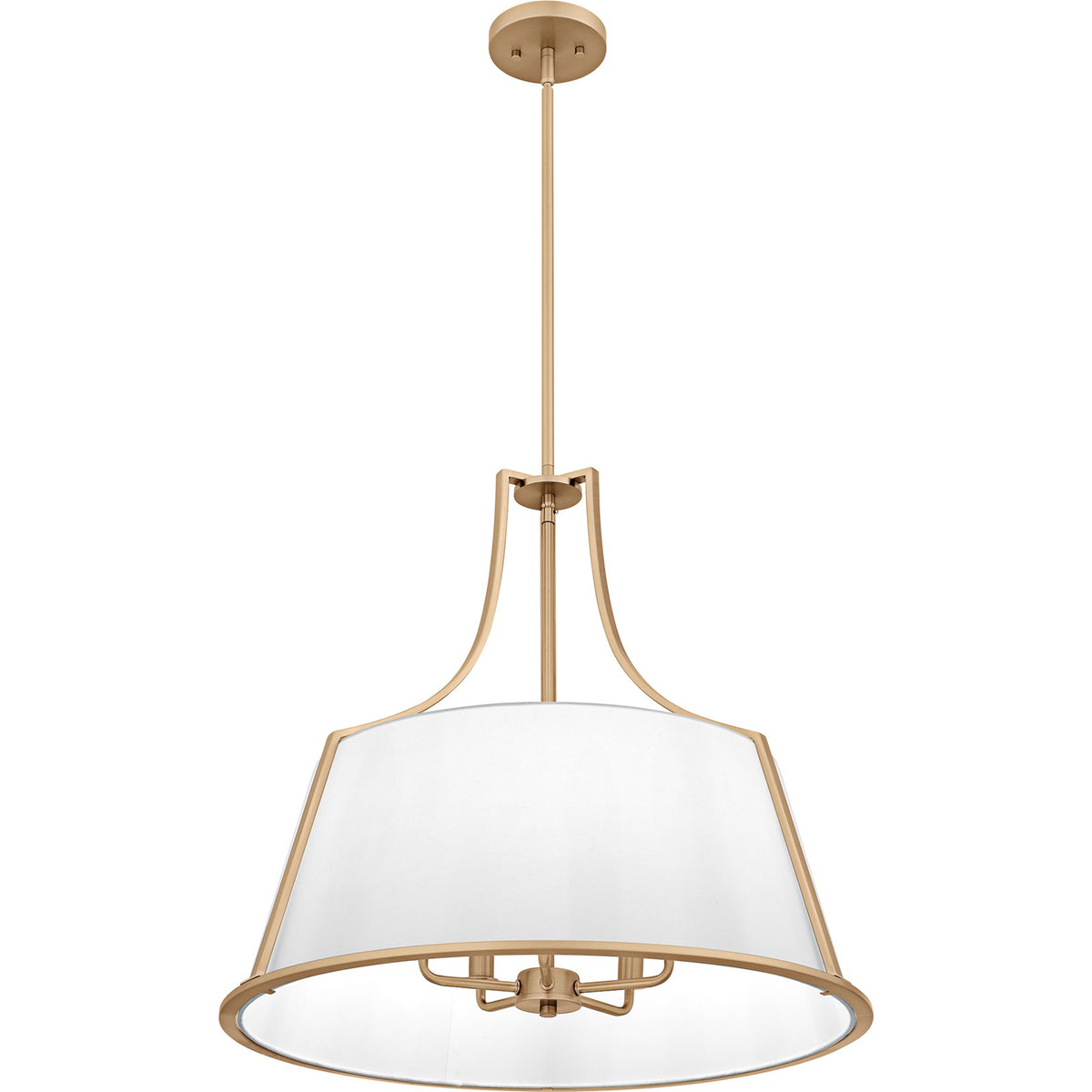 Quoizel Harte 24in 5-Light Pendant | Traditional Bronze Gold and White Fabric Drum | Dining Room & Foyer | 24 x 24 x 22.75 in | Model QP6802BGD