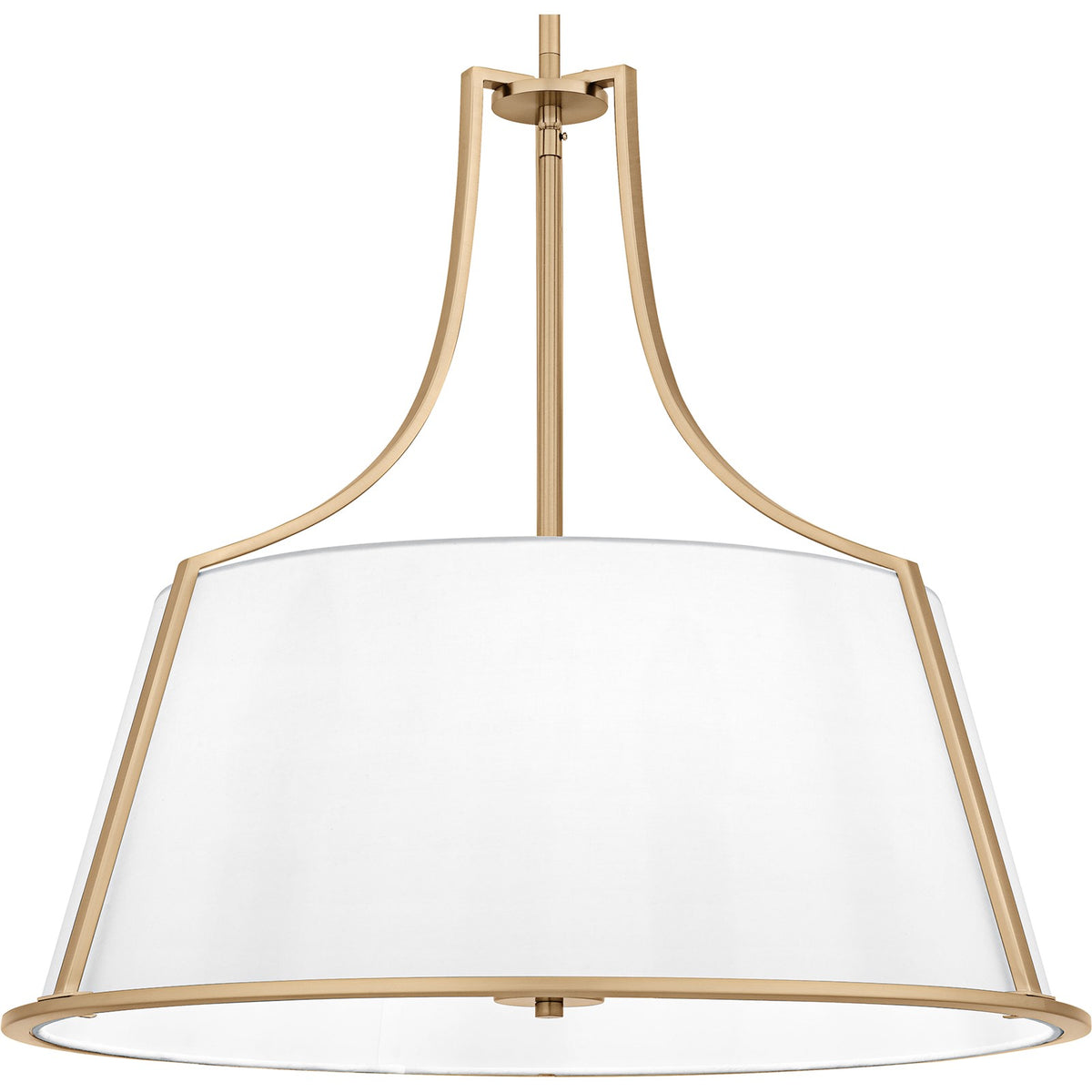 Quoizel Harte 24in 5-Light Pendant | Traditional Bronze Gold and White Fabric Drum | Dining Room & Foyer | 24 x 24 x 22.75 in | Model QP6802BGD