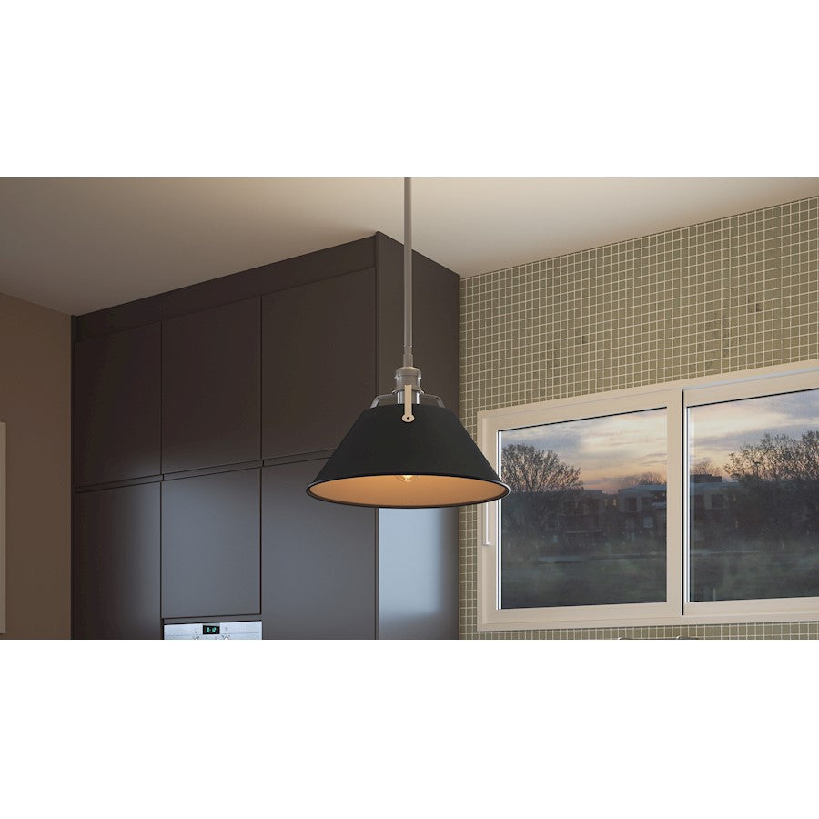 Quoizel Jessup 1 Light Mini Pendant, Antique Nickel/Matte Black