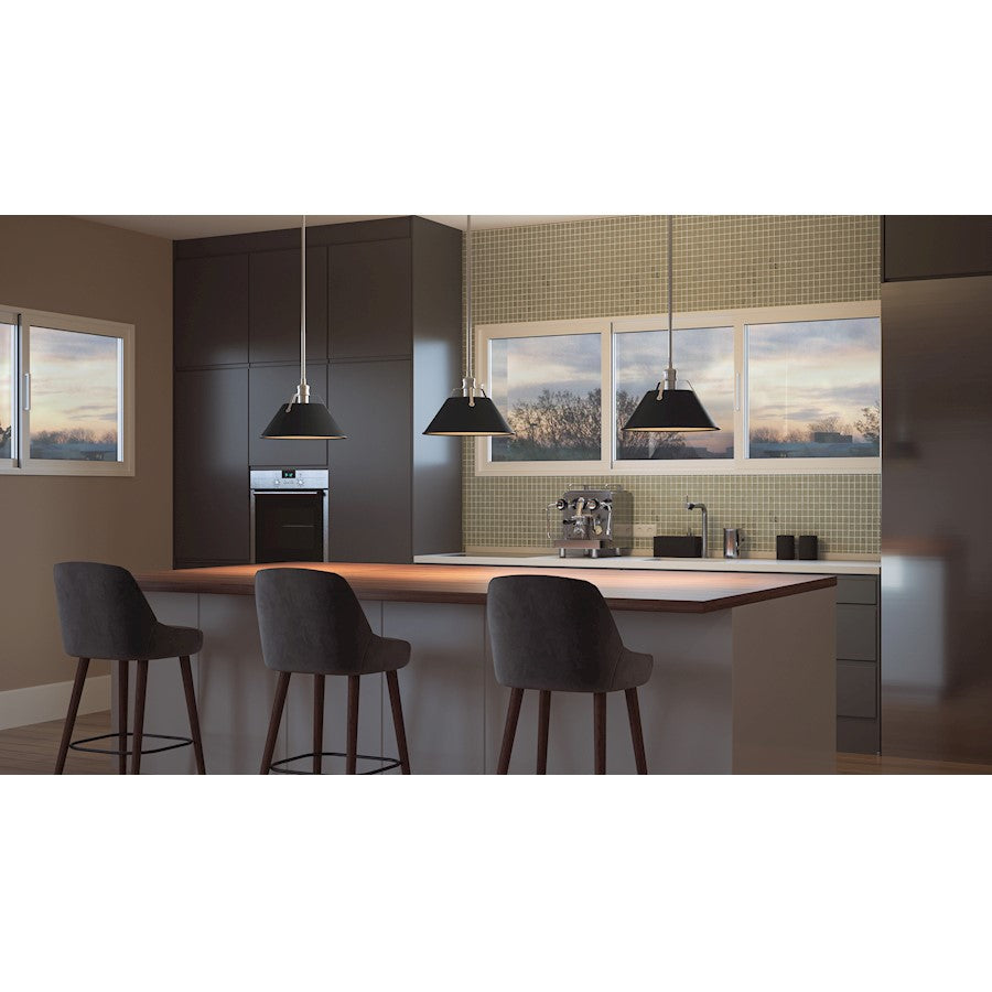 Quoizel Jessup 1 Light Mini Pendant, Antique Nickel/Matte Black
