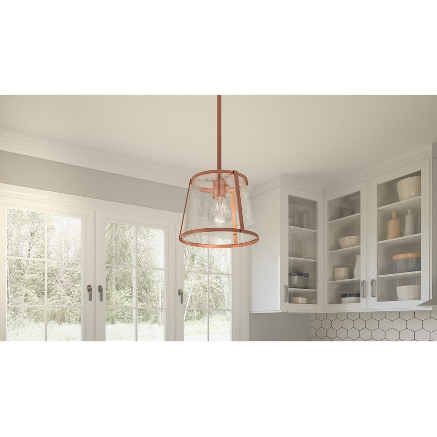 Quoizel Labrant 1 Light Mini Pendant, Rose Gold/Clear Hammered