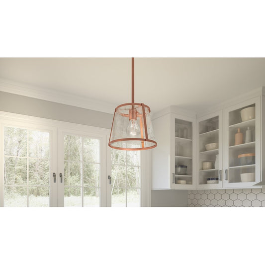 Quoizel Labrant 1 Light Mini Pendant, Rose Gold/Clear Hammered