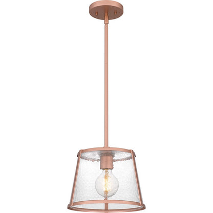 Quoizel Labrant 1 Light Mini Pendant, Rose Gold/Clear Hammered