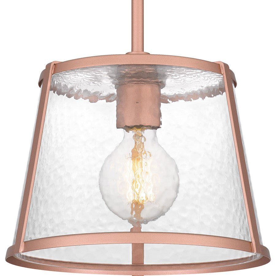 Quoizel Labrant 1 Light Mini Pendant, Rose Gold/Clear Hammered