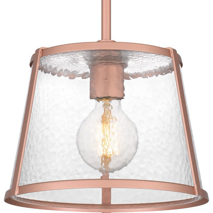 Quoizel Labrant 1 Light Mini Pendant, Rose Gold/Clear Hammered