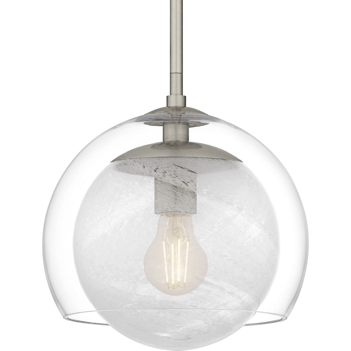 Quoizel Eslinger 10in 1-Light Mini Pendant | Modern Brushed Nickel and Clear Cloud Glass | Kitchen Island & Dining Room | Model QPP6774BN