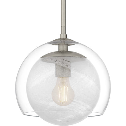 Quoizel Eslinger 10in 1-Light Mini Pendant | Modern Brushed Nickel and Clear Cloud Glass | Kitchen Island & Dining Room | Model QPP6774BN