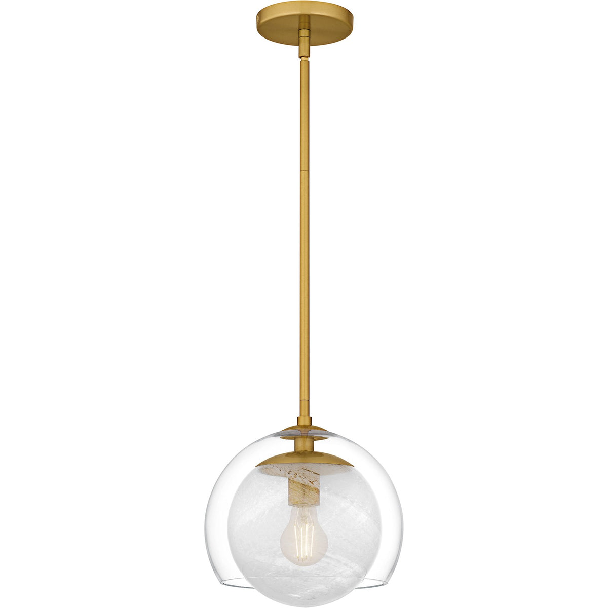 Quoizel Eslinger 10in 1-Light Mini Pendant | Modern Brushed Gold and Clear Glass | Kitchen Island & Dining Room | Model QPP6774BRG