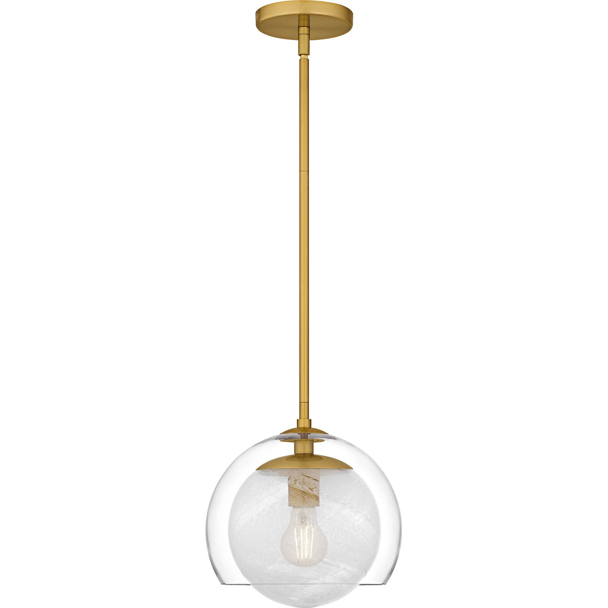 Quoizel Eslinger 10in 1-Light Mini Pendant | Modern Brushed Gold and Clear Glass | Kitchen Island & Dining Room | Model QPP6774BRG