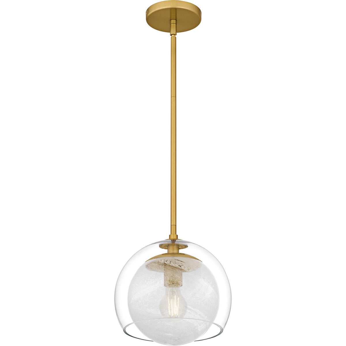 Quoizel Eslinger 10in 1-Light Mini Pendant | Modern Brushed Gold and Clear Glass | Kitchen Island & Dining Room | Model QPP6774BRG