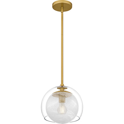 Quoizel Eslinger 10in 1-Light Mini Pendant | Modern Brushed Gold and Clear Glass | Kitchen Island & Dining Room | Model QPP6774BRG