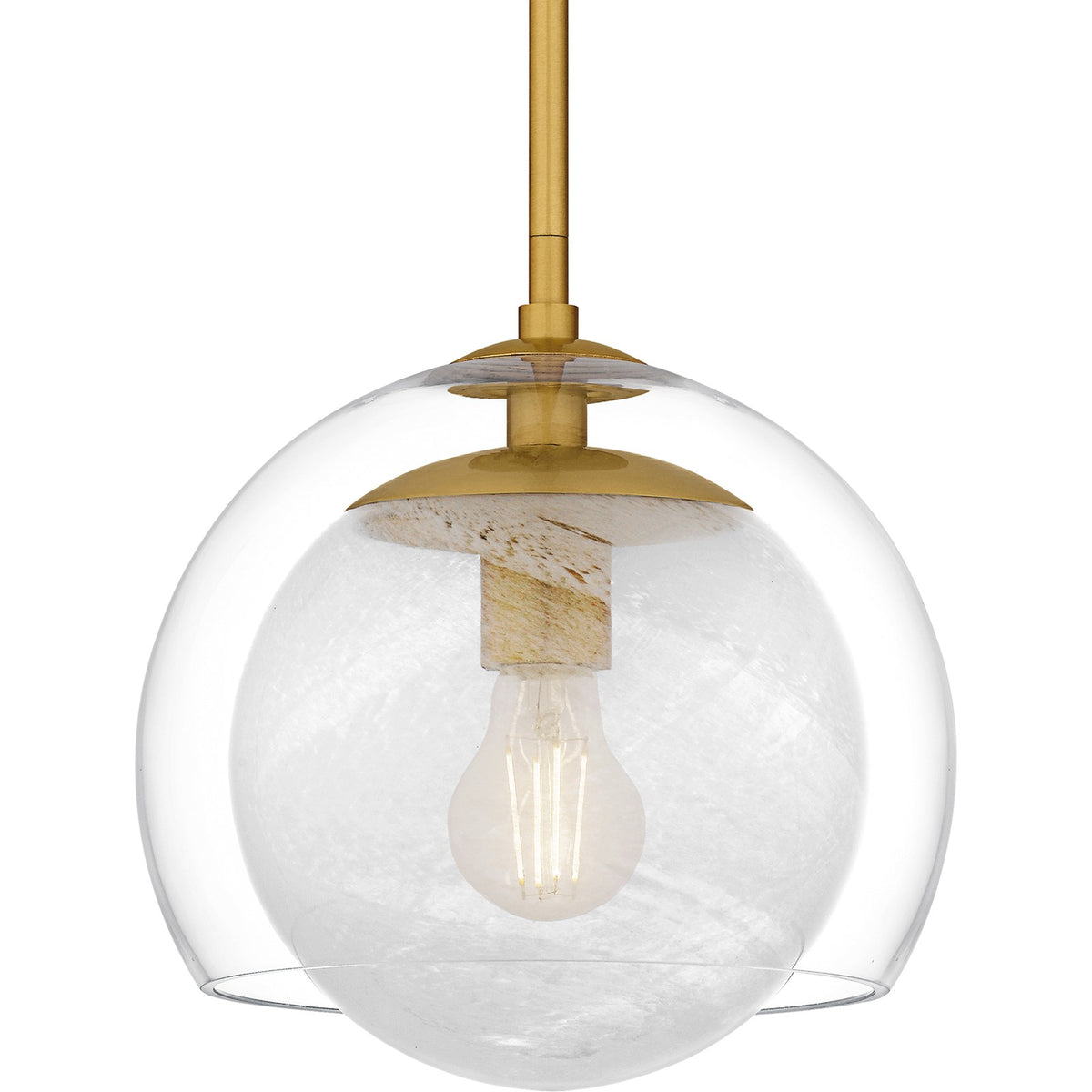 Quoizel Eslinger 10in 1-Light Mini Pendant | Modern Brushed Gold and Clear Glass | Kitchen Island & Dining Room | Model QPP6774BRG