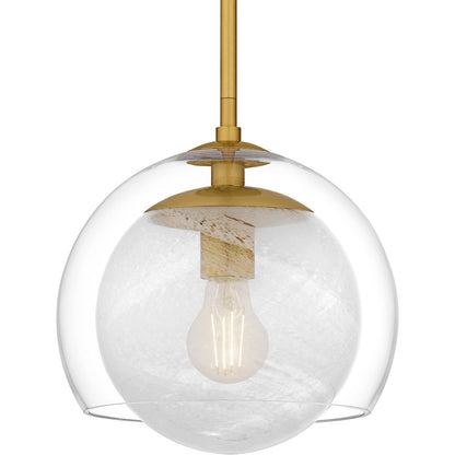 Quoizel Eslinger 10in 1-Light Mini Pendant | Modern Brushed Gold and Clear Glass | Kitchen Island & Dining Room | Model QPP6774BRG