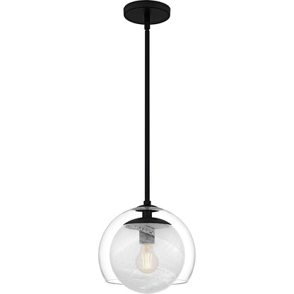 Quoizel Eslinger 10in 1-Light Mini Pendant | Modern Matte Black and Clear Glass | Kitchen Island & Dining Room | 10 x 10 x 10.25 in | Model QPP6774MBK