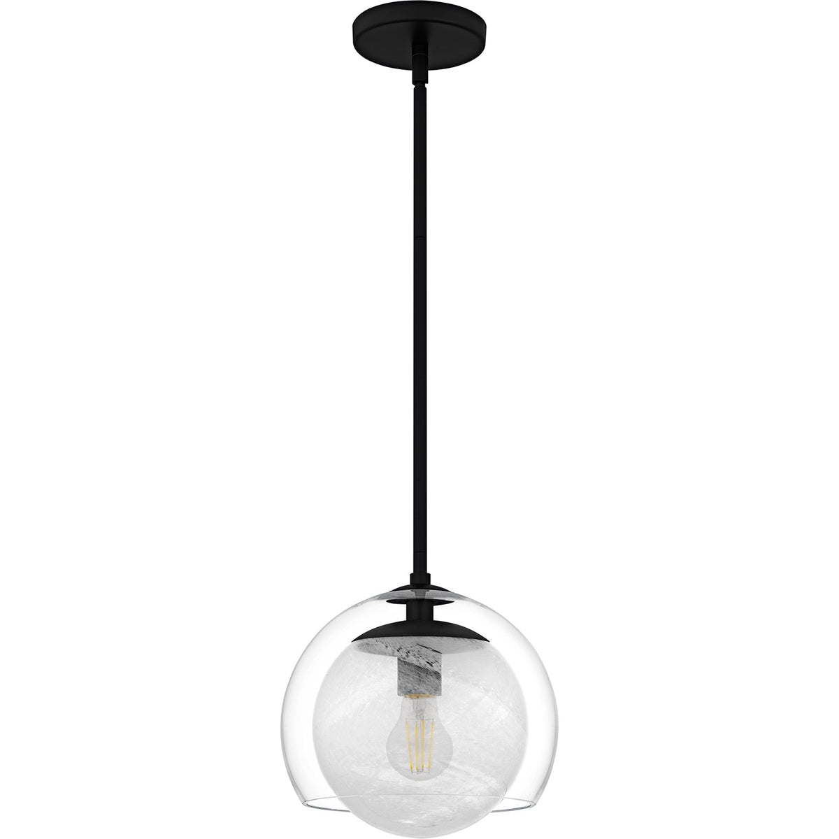 Quoizel Eslinger 10in 1-Light Mini Pendant | Modern Matte Black and Clear Glass | Kitchen Island & Dining Room | 10 x 10 x 10.25 in | Model QPP6774MBK