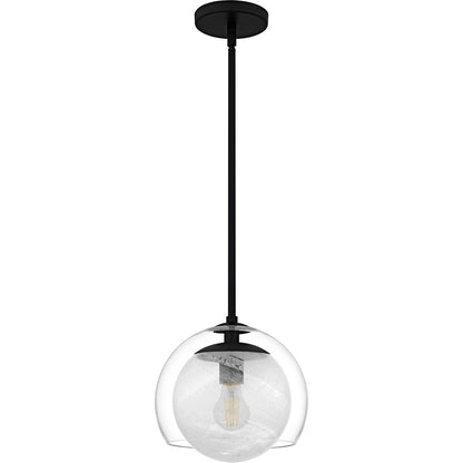 Quoizel Eslinger 10in 1-Light Mini Pendant | Modern Matte Black and Clear Glass | Kitchen Island & Dining Room | 10 x 10 x 10.25 in | Model QPP6774MBK