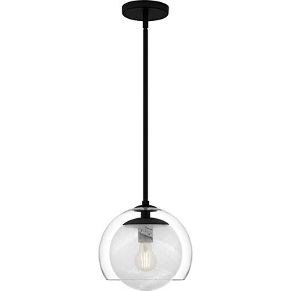 Quoizel Eslinger 10in 1-Light Mini Pendant | Modern Matte Black and Clear Glass | Kitchen Island & Dining Room | 10 x 10 x 10.25 in | Model QPP6774MBK