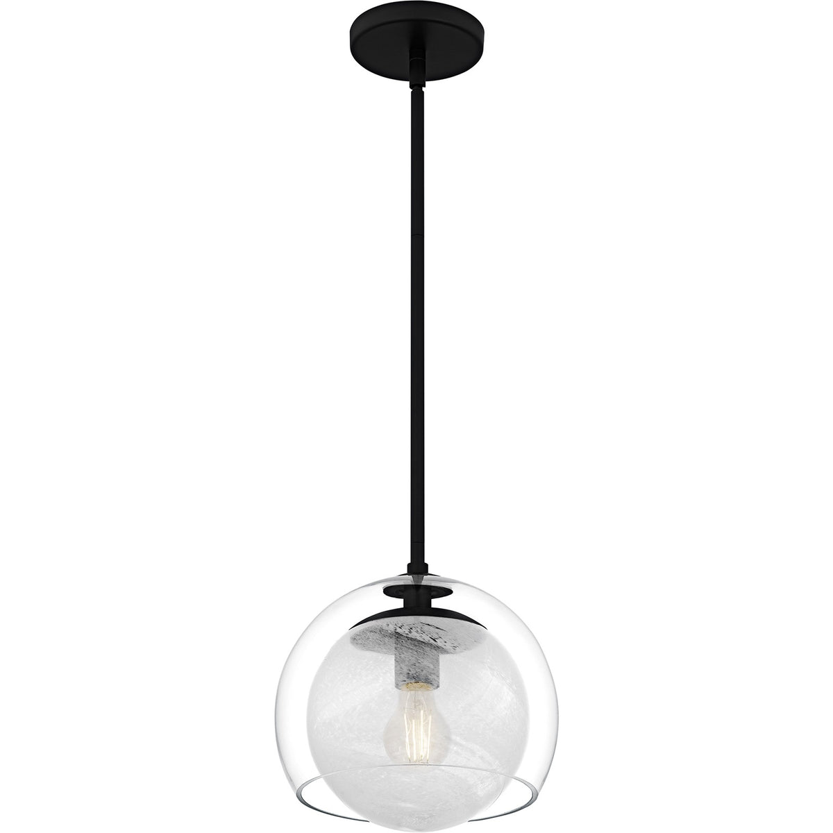 Quoizel Eslinger 10in 1-Light Mini Pendant | Modern Matte Black and Clear Glass | Kitchen Island & Dining Room | 10 x 10 x 10.25 in | Model QPP6774MBK