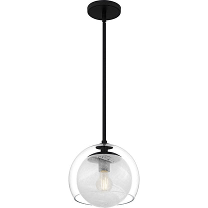 Quoizel Eslinger 10in 1-Light Mini Pendant | Modern Matte Black and Clear Glass | Kitchen Island & Dining Room | 10 x 10 x 10.25 in | Model QPP6774MBK