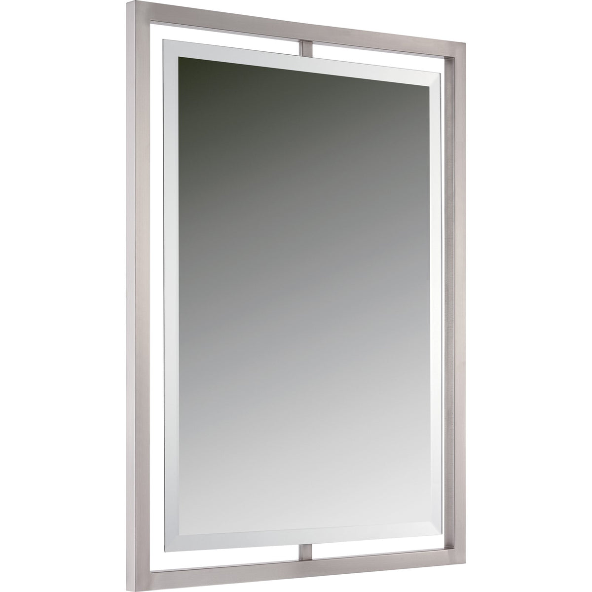 Quoizel Marcos 32in Rectangular Wall Mirror | Brushed Nickel Steel Frame | Bathroom & Entryway Vanity Mirror | 24 x 1 x 32 in | Model QR1857BN