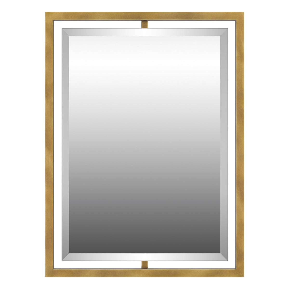Quoizel Marcos 32in Rectangular Wall Mirror | Weathered Brass Steel Frame | Bathroom & Entryway Vanity Mirror | 24 x 1 x 32 in | Model QR1857WS