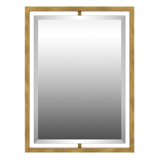 Quoizel Marcos 32in Rectangular Wall Mirror | Weathered Brass Steel Frame | Bathroom & Entryway Vanity Mirror | 24 x 1 x 32 in | Model QR1857WS