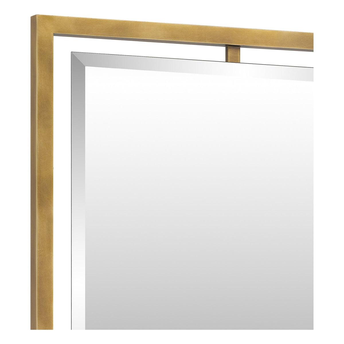 Quoizel Marcos 32in Rectangular Wall Mirror | Weathered Brass Steel Frame | Bathroom & Entryway Vanity Mirror | 24 x 1 x 32 in | Model QR1857WS