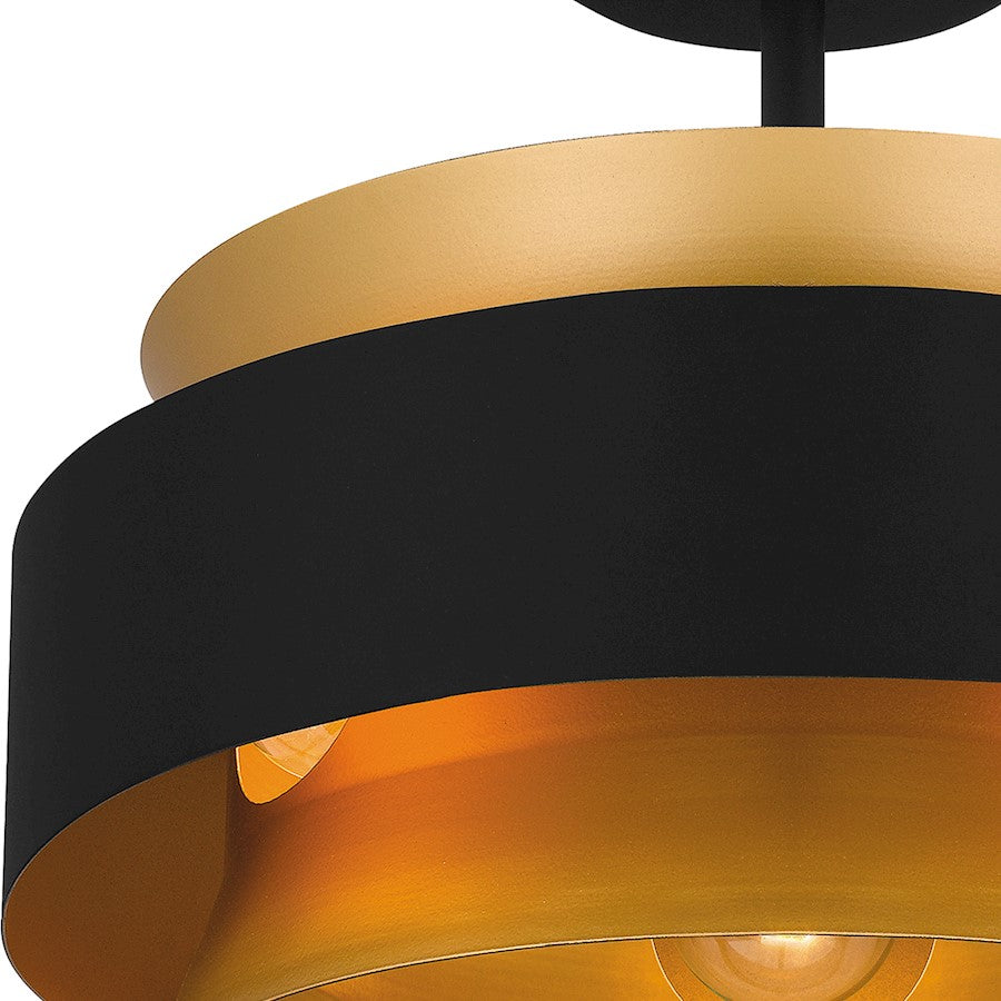 Quoizel Hagley 3 Light Semi-Flush Mount, Earth Black/Metal