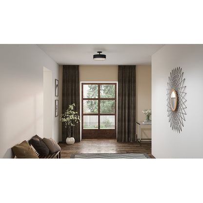 Quoizel Chalfont 3 Light Semi-Flush Mount, Matte Black/White