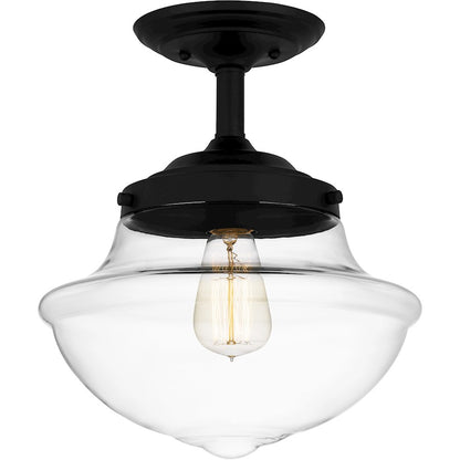 Quoizel Wrede 1 Light Semi-Flush Mount, Matte Black/Clear