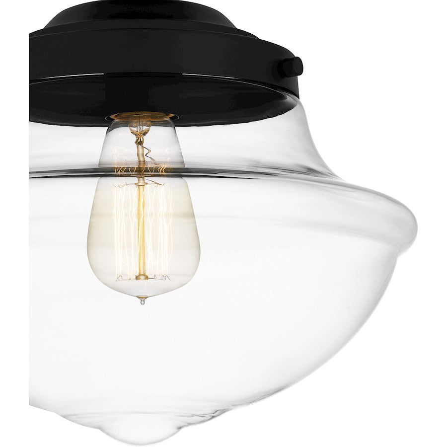 Quoizel Wrede 1 Light Semi-Flush Mount, Matte Black/Clear