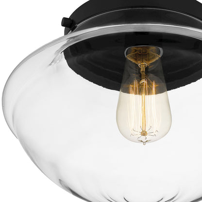 Quoizel Wrede 1 Light Semi-Flush Mount, Matte Black/Clear