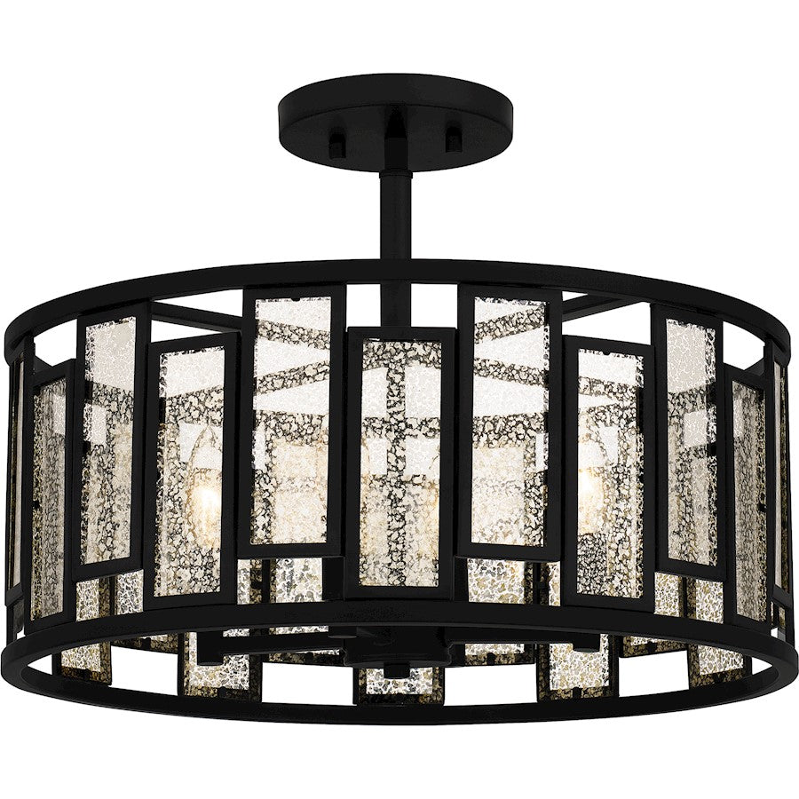 Quoizel Bankston 4 Light Semi-Flush Mount, Matte Black/Mercury