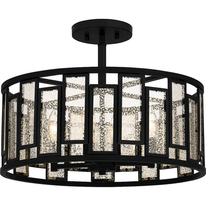 Quoizel Bankston 4 Light Semi-Flush Mount, Matte Black/Mercury