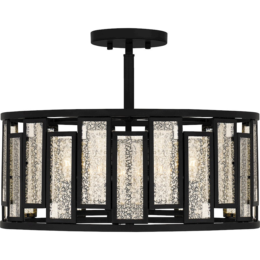 Quoizel Bankston 4 Light Semi-Flush Mount, Matte Black/Mercury