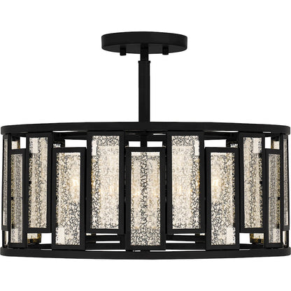 Quoizel Bankston 4 Light Semi-Flush Mount, Matte Black/Mercury