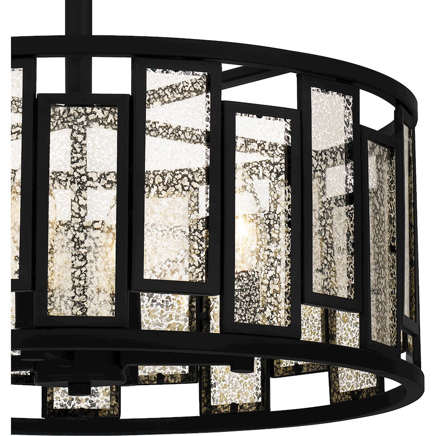 Quoizel Bankston 4 Light Semi-Flush Mount, Matte Black/Mercury