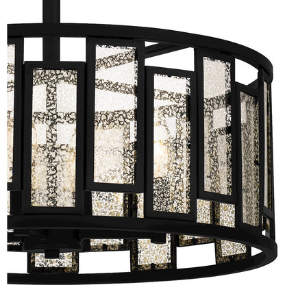 Quoizel Bankston 4 Light Semi-Flush Mount, Matte Black/Mercury