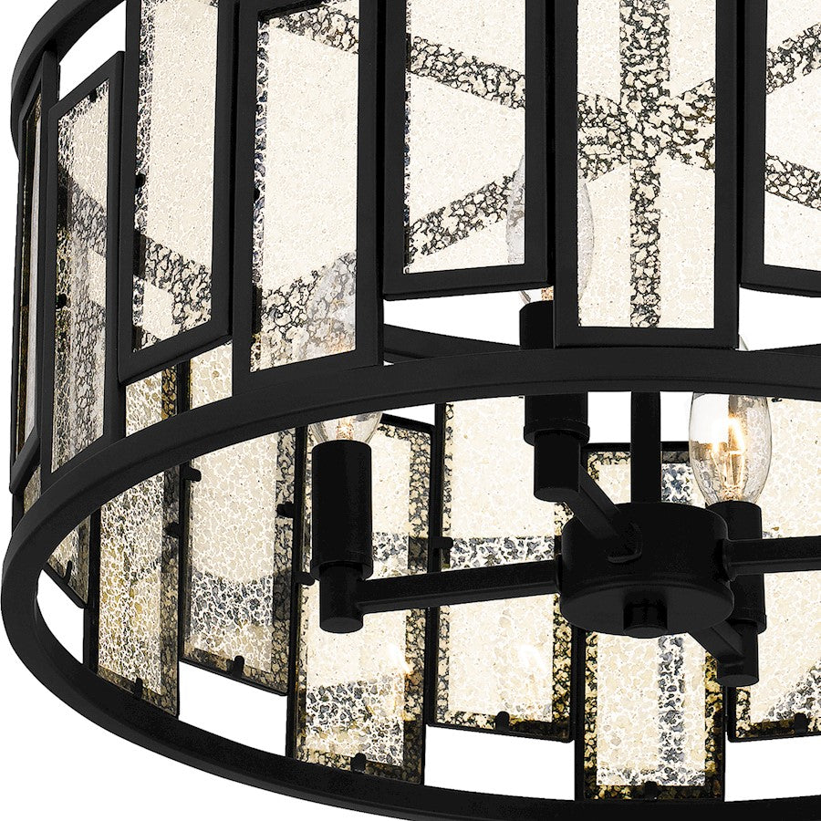 Quoizel Bankston 4 Light Semi-Flush Mount, Matte Black/Mercury