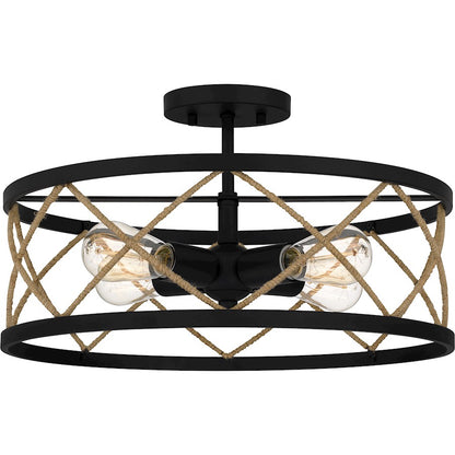 Quoizel Cedar Park 4 Light Semi-Flush Mount, Matte Black