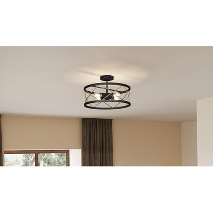 Quoizel Cedar Park 4 Light Semi-Flush Mount, Matte Black