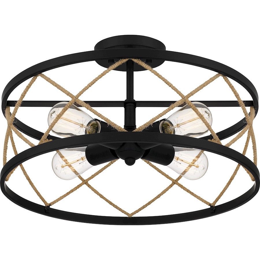 Quoizel Cedar Park 4 Light Semi-Flush Mount, Matte Black