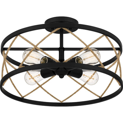 Quoizel Cedar Park 4 Light Semi-Flush Mount, Matte Black