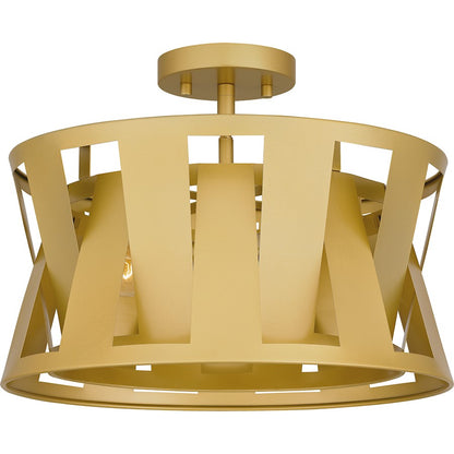 Quoizel Sage 3 Light Semi-Flush Mount, Soft Gold/Metal